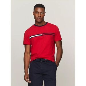 Tommy Hilfiger Short Sleeve Shirt Mens M Big Logo Red Ringer Spell Out Flag‎